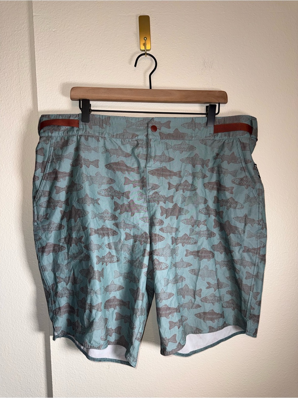 FLYLOW fly fishing outdoor gorpcore adjustable trout pattern swim trunks XXL